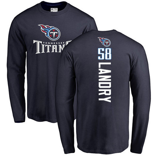 Tennessee Titans Men Navy Blue Harold Landry Backer NFL Football #58 Long Sleeve T Shirt->women nfl jersey->Women Jersey